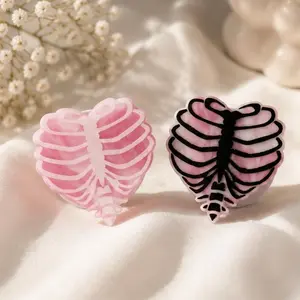 Aesthetic Heart Ribcage Phone Grip | Gothic Skeleton Chest Phone Stand | Trendy Edgy Accessory for Smartphones & Unique Gift for Her