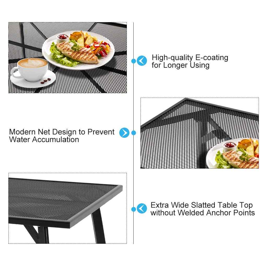 【2 packages arrived at different times】5 Piece Outdoor Table and Chair, Patio Outdoor Dining Set with 1.73" Umbrella Hole, Patio Table and Chair Set of 4 for Garden,Bistro,Deck