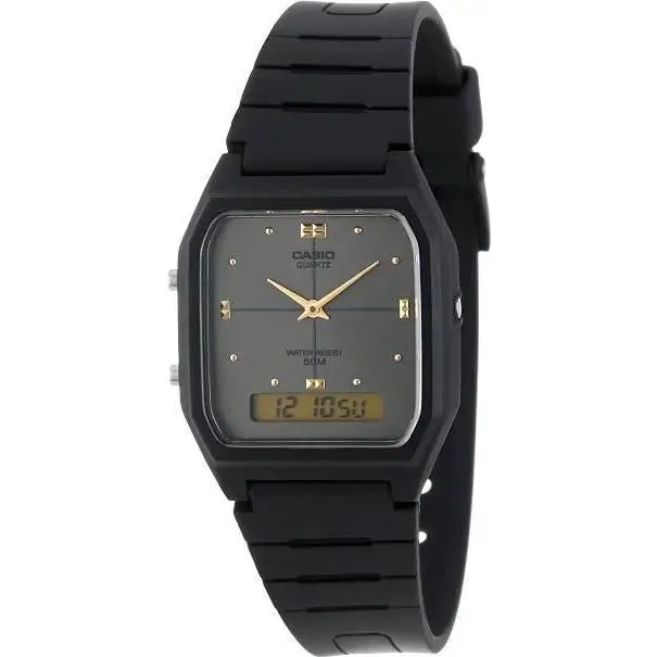 Casio Ana-Digi Black Resin Mens Watch AW-48HE-8A