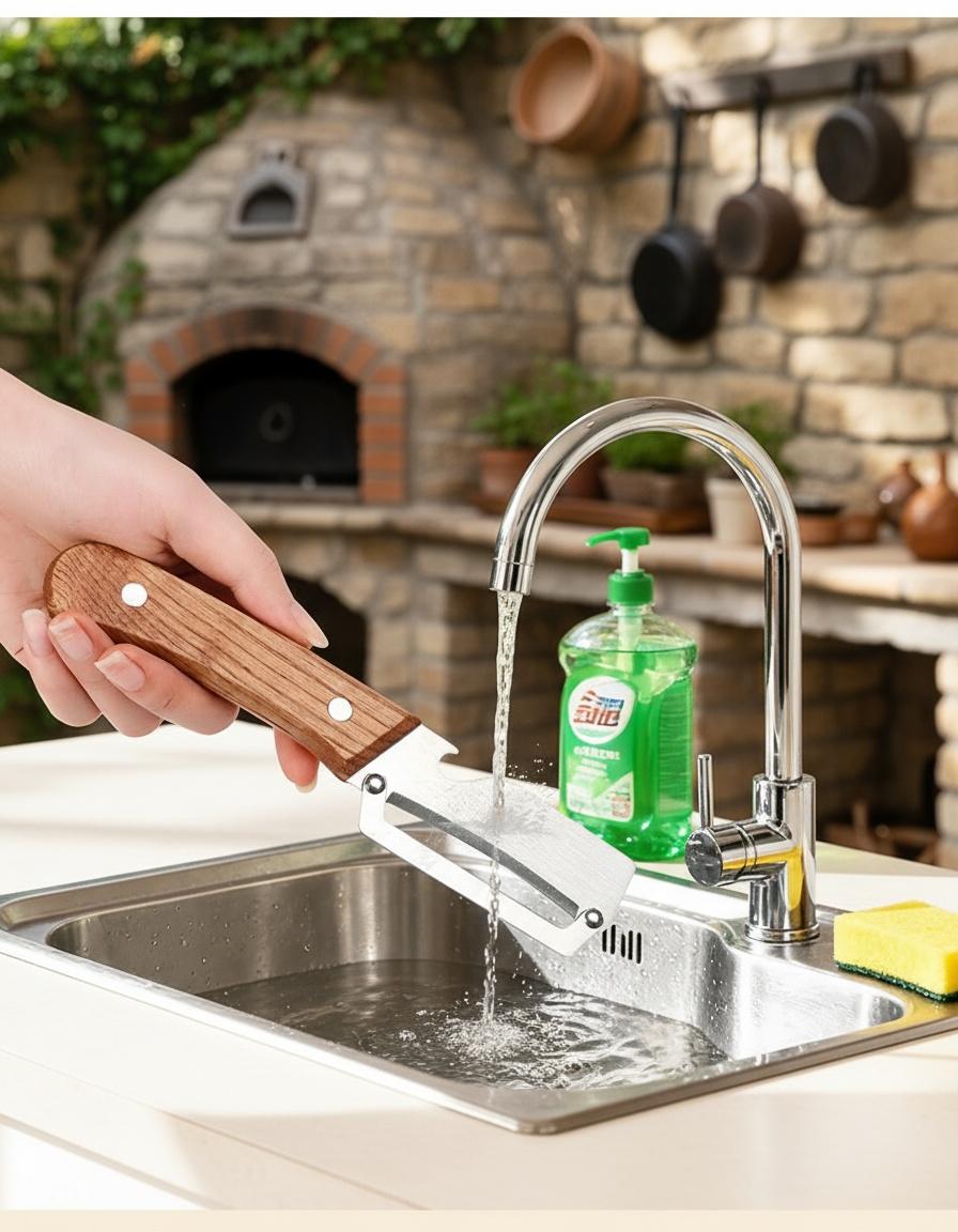 Wooden-Handled Stainless Steel Sharp Peeler with Built-In Bottle Opener for Fruits & Vegetables Ergonomic Non-Slip Handle Long-Lasting Construction Essential Kitchen Tool