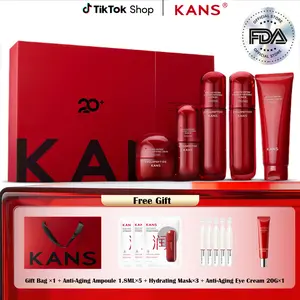 KANS Polypeptide Collagen Softening Pleasant Set (Cleanser 100 g + Toner 100 ml + Serum 30 ml + Moisturiser 100 ml + Cream 50 g), Cyclohexapeptide-9, Anti-Aging Formula, Reduces Fine Lines & Wrinkles