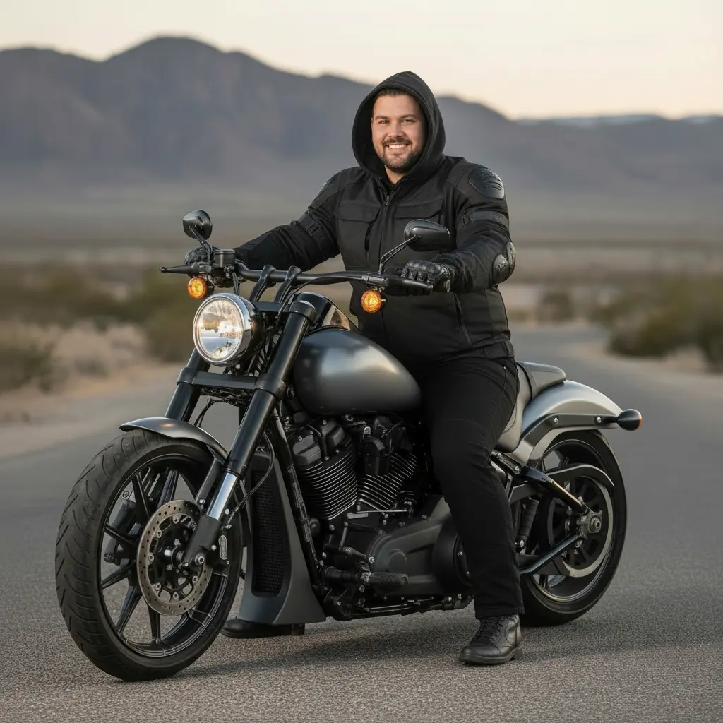 Premium Leather Motorcycle Vest – Removable Hood & Concealed Carry