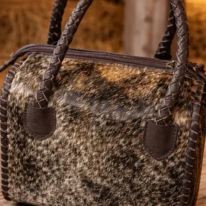 One-of-a-Kind Genuine Cowhide Braided Satchel