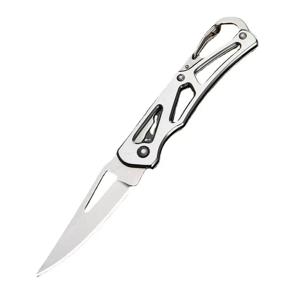 Silver Color Folding Knife, Outdoor Camping Tool Stainless Steel Portable Survival Edc Keychain Multi-Function Screwdriver with Clip, Portable Hand Tool, Survival Tools