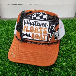 Whatever floats your boat foam snapback trucker hat in Texas orange.