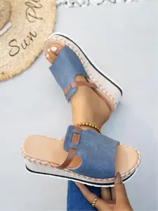 Women's Summer Fashion Wedge Platform Sandals Bohemian Style Height Increasing Slides 2026 New Outdoor Commuting Beach Shoes Rubber