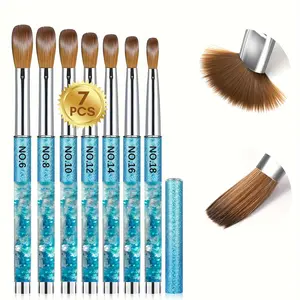 BeautyDAO 7countS Acrylic Nail Brush Set - Premium Mermaid Handle Brushes for Flawless Acrylic Application, Nail Extension & 3D Carving - Unscented, Size #6/8/10/12/14/16/18 for Professional Nail Artists You deserve it