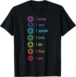 Unisex Funny Shirt 7 Chakra Yoga & Mediation - Chakra Alignment, Yoga, Meditation Spiritual T-Shirt - 100% Cotton Men & Women Relaxed Fit T-shirt