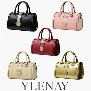 Eleganza Royale – Luxe Handbag with Red Leather, Gold Accents, and Decorative Clasp, Ideal for Everyday Use