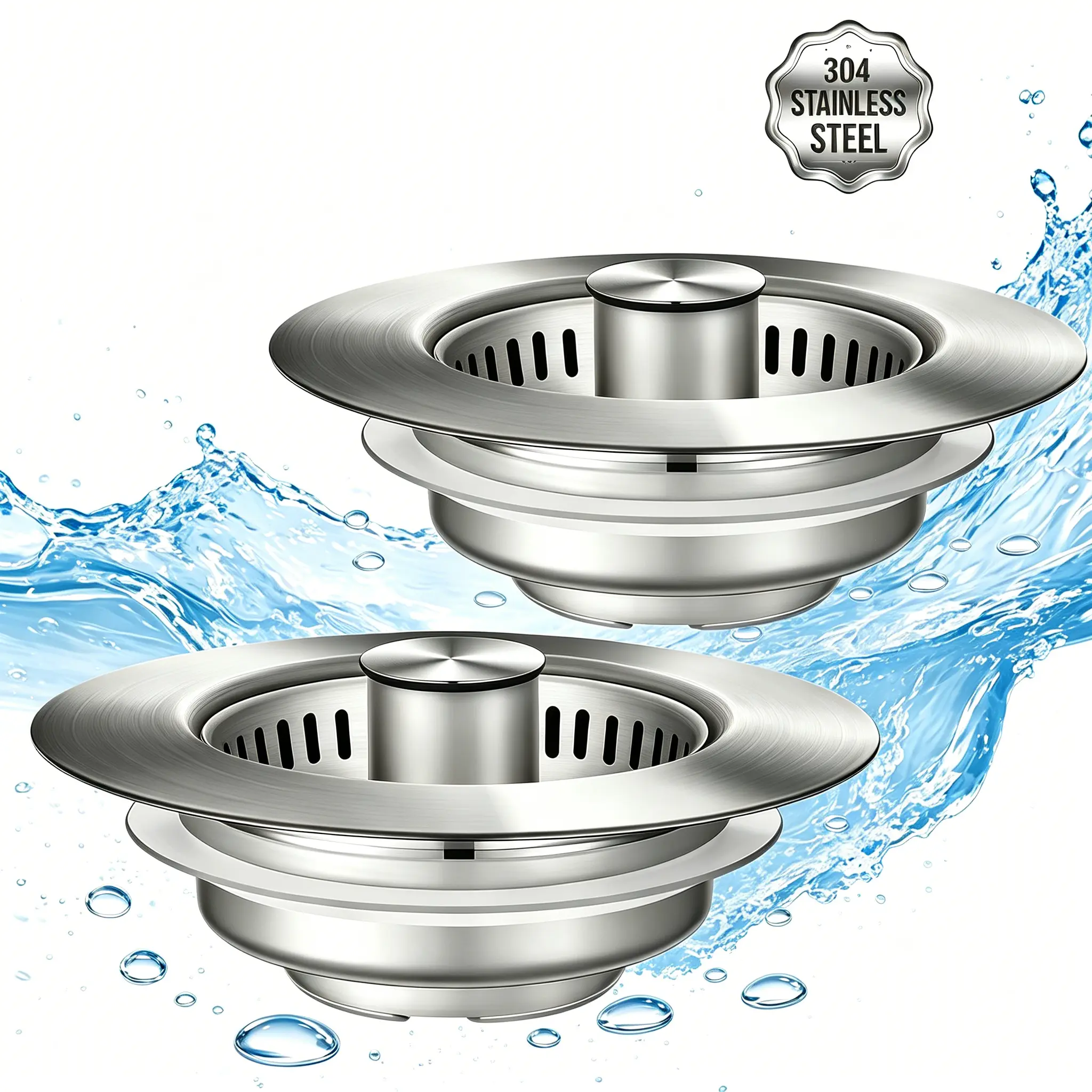 Grab this durable all-metal 3-in-1 sink strainer stopper! Boasting a pop-up bounce design, it works with most 3-1/2 inch kitchen sink drain holes. Its built-in handle rod efficiently traps food debris to prevent annoying sink clogs.