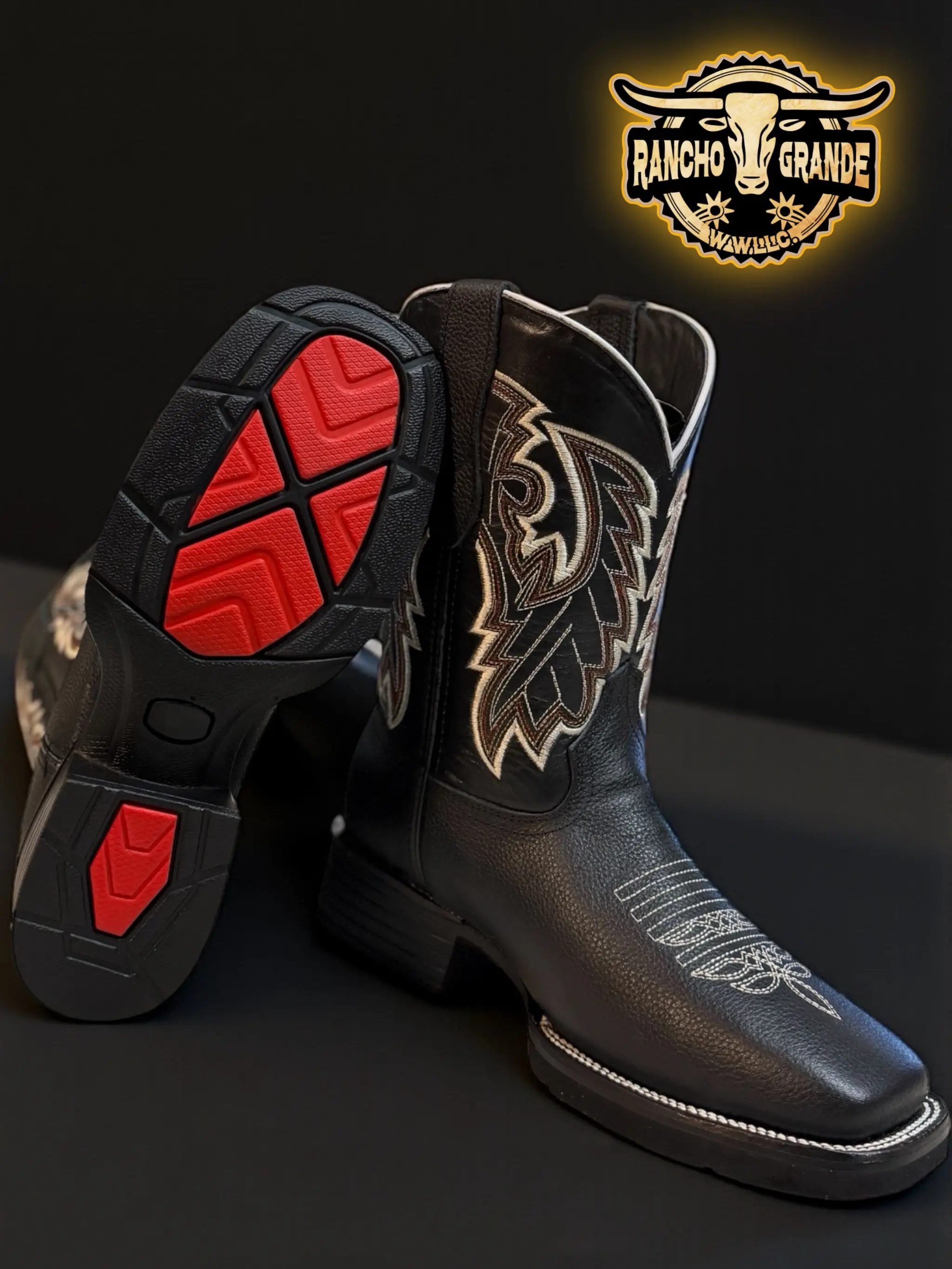 Rio Bull - Men's Square Toe Boots Genuine Leather / Botas para Hombre Punta Rodeo suela Ultra Ligera