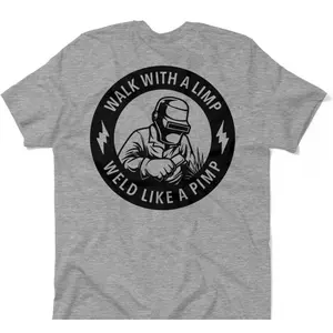 Weld Like a Pimp Graphic Tee for Men in Heather Grey Casual Style