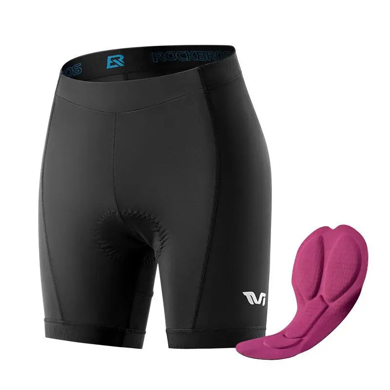 ROCKBROS Padded Bike Shorts Women Cycling Shorts with 3D Padding Road Mountain Spin Bike Shorts for Outdoor Indoor Cycling