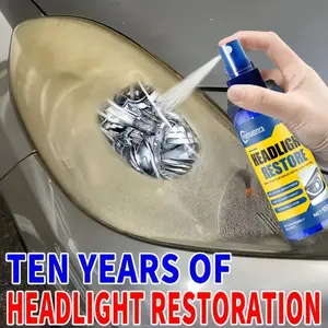 Car Headlight Restoration Spray Kit, Removes Yellowing and Fog, Quick Clarity and Brightness Boost, Enhances Night Vision Safety