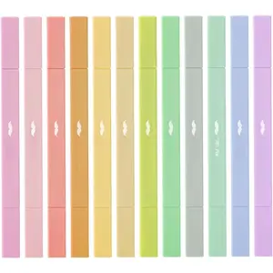 - Dual Tip Aesthetic Highlighters, 12 count, Chisel & Fine Tip, Cute Highlighters Assorted Colors for Journaling, Highlighting, Underlining,  Dry,  to School Supplies
