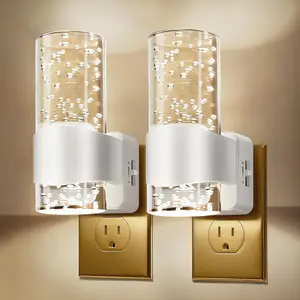 Night Lights Plug into Wall, Dimmable LED Night Light with Dusk to Dawn Sensor, Plug in Night Light Brightness Adjustable, 2 Pack 3000K Acrylic Nightlight for Bathroom Hallway