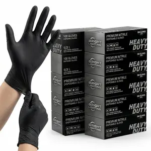 Premium Black Pure Nitrile Disposable Gloves - Comfortable, Durable, Heavy-Duty, Multi-Size, Powder-Free, Latex-Free, Wear-Resistant, Textured Fingertips, Puncture Res, Tear-Resistant - Ideal for Mechanic, Cleaning, Food Handling - 100-Count Box