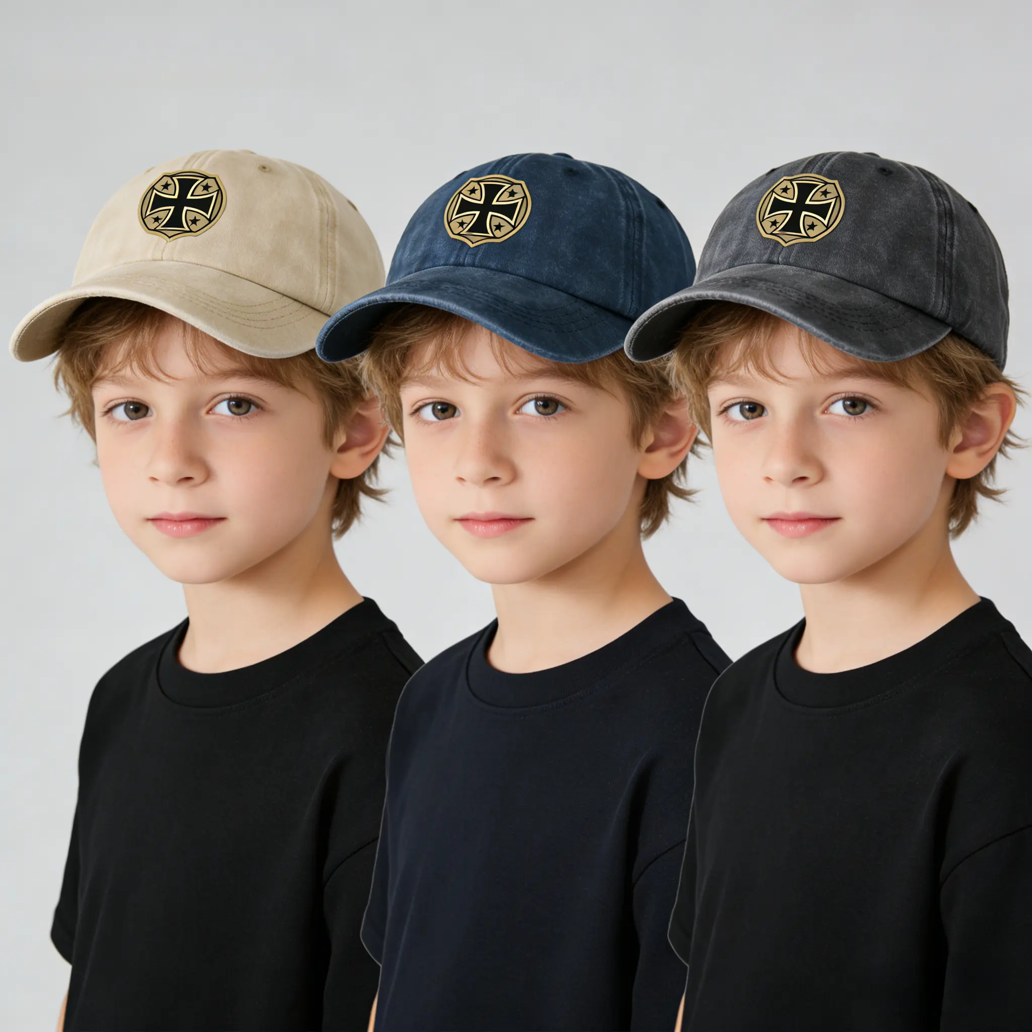 Unisex Kids' Vintage Washed Pure Cotton Baseball Cap - Adjustable Fit, Gently Curved Brim, Distressed Fade, Soft, Breathable, UPF 50+ Sun Hat for Toddlers, Clothes Accessory for Casual Outdoor Play, Beach Hat, Minimalist, Leisure, Buckle