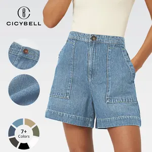 Cicy Bell Womens Casual High Waisted Denim Shorts Wide Leg Summer Jean Shorts with Pockets