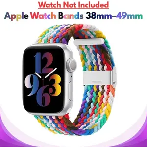 For Apple Watch Band – Stretchy Braided Solo Loop Elastic Sport Band for Women & Men, Compatible with Apple Watch Ultra/SE Series 11/10/9/8/7/6/5/4, Fits 38mm–49mm