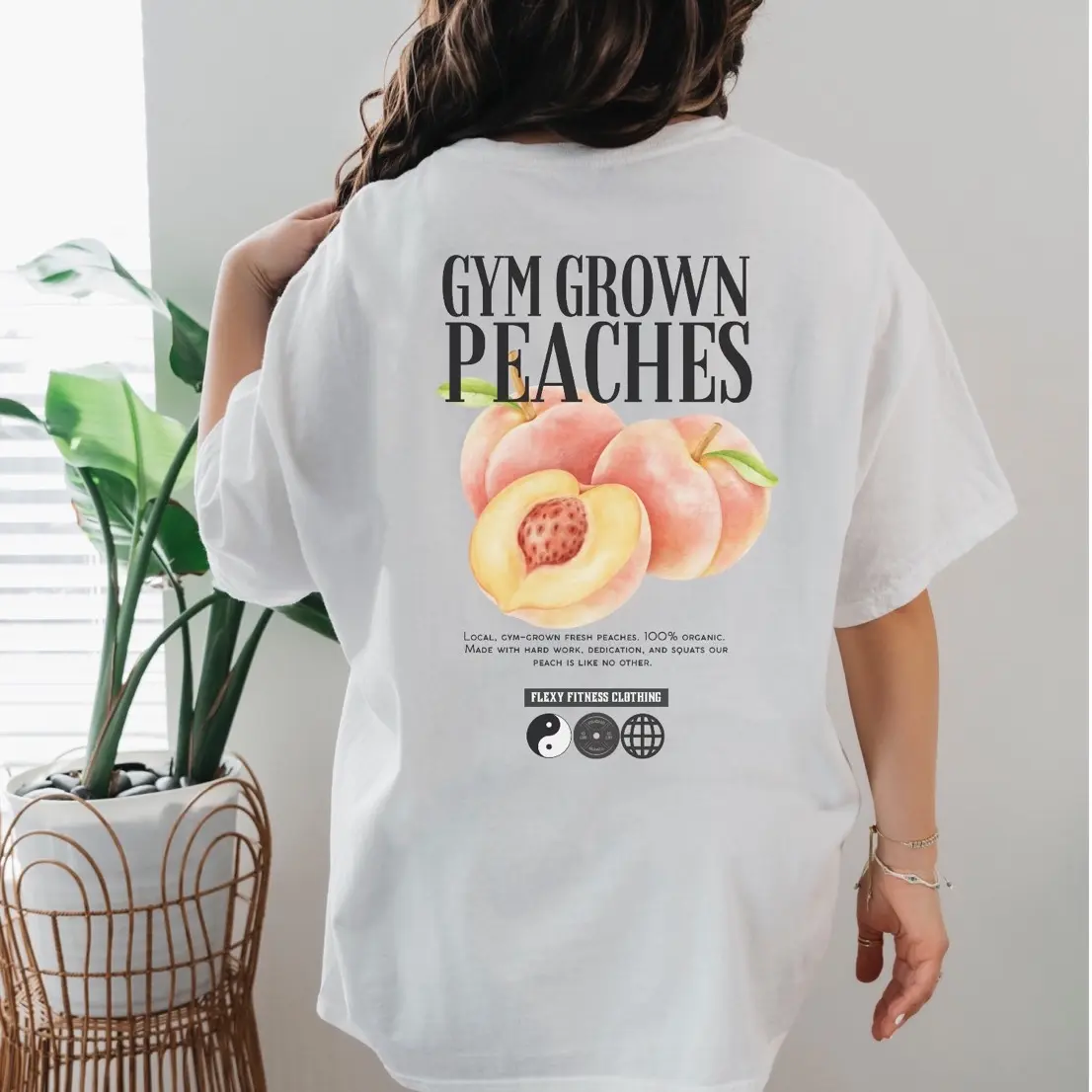 Gym grown peaches shirt, gym shirts, oversized workout shirts, plus size t-shirts, Cotton Top, fitness clothes, working out shirt, pump cover, big t-shirts for gym Cotton Fabric Streetwear Tee Top Unisex Womenswear