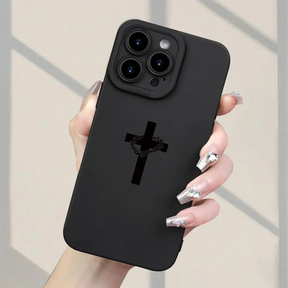 Durable TPU-Polycarbonate Smartphone Protector Case - Creative Cross Garlands Design, Shockproof Camera Protection Casing for iPhone 11-17 Pro Max Air Plus, Phone Aesthetic Accessory