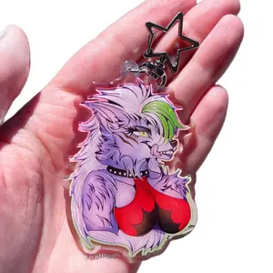 LividPuppy Cool Rocker Race Track Wolf Keychain - Purple Wolf Design with Star Charm
