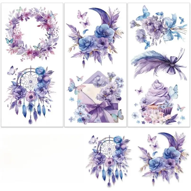 3pcs/Set Fantasy Flowers Rub on Transfers for Furniture and Crafts 6x12 Inch Plants Theme Furniture Transfer Sticker Decals Transfer Stickers Rub on Decals for  Furniture Home Decoration