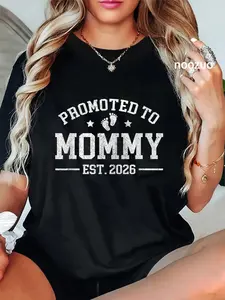 100% Cotton Promoted to Mommy est. 2026 Baby Announcement for New Mom T-Shirt