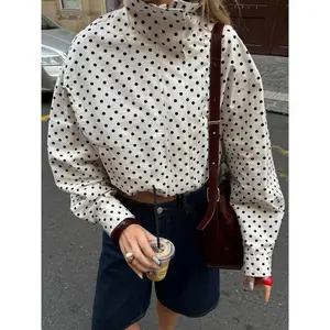 Summer Women's Polka Dot Blazer Jacket, Y2K Street Style Spot Design, Fashionable Long Sleeve Top for Casual & Vacation Wear