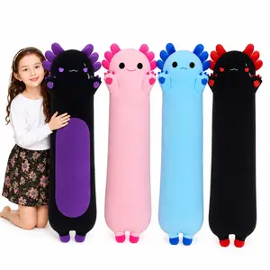 CHUBBYJOY Long Axolotl Plush Pillow, 20" 27" 35" 43" Cute Axolotl Stuffed Animal Body Pillow, Soft Kawaii Plush Toy for Hugging Sleeping Sofa Bed Decor, Gift for Kids Girls Boys
