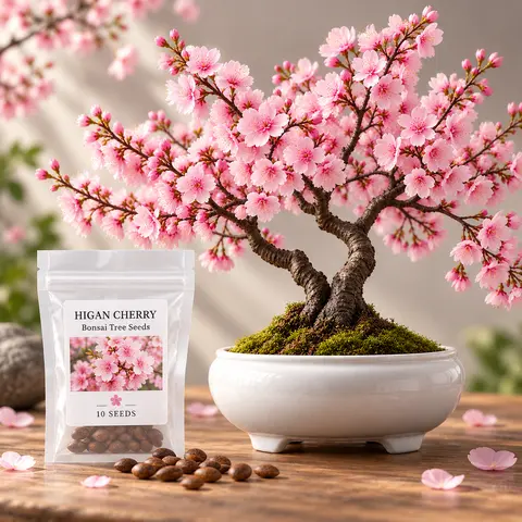 CZ GRAIN Higan Cherry Bonsai Tree Seeds - 10-Seed Pack Floral Flower & Plant Seeds, Home Planting for Gardeners, Bag-Included, Bright Light Tolerant, Outdoor Garden & Container Growing