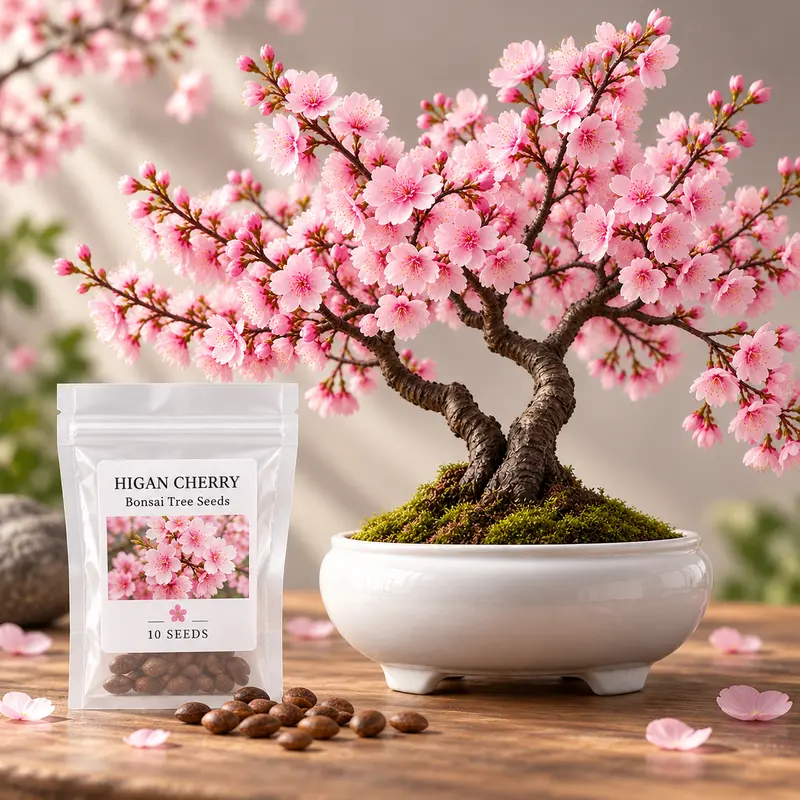 CZ GRAIN Higan Cherry Bonsai Tree Seeds - 10-Seed Pack Floral Flower & Plant Seeds, Home Planting for Gardeners, Bag-Included, Bright Light Tolerant, Outdoor Garden & Container Growing
