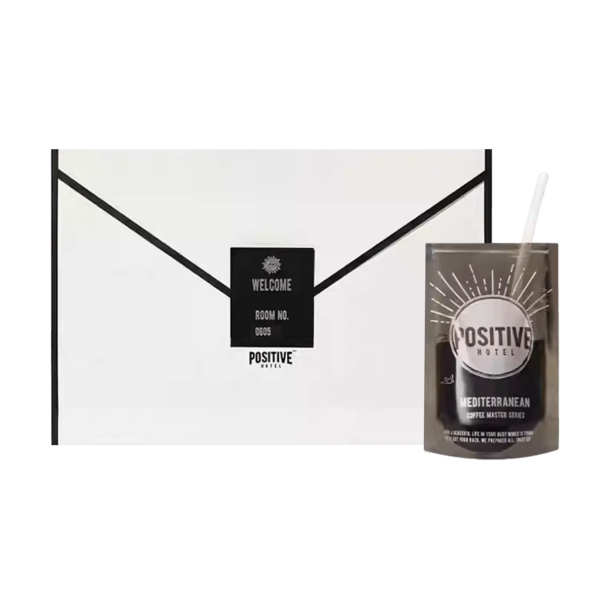 Positive Hotel Mediterranean Coffee Freeze Dried Instant Black Coffee - Medium-Dark Roast, Caramel Lava Flavor, 7 Sachets (80.5g) - Premium Master Series