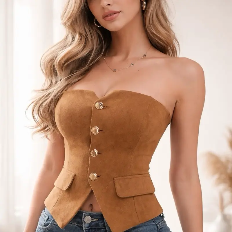 Corset Alison tipo gamuza con botones