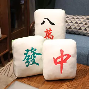 Nice 1pc Creative Mahjong Pillow Cushion Chinese Plush Toy Car Chair Backrest Mahjong Dice Funny Nap Pillow Sofa Home Decor Gift