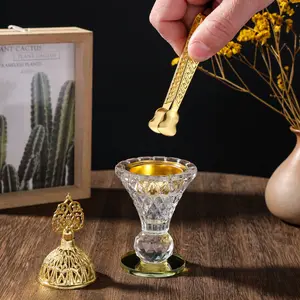 Crystal Glass Incense Burner, Scented Fragrance Home Decor Ornament, Perfect Gift for Festivals & Gatherings, Includes Charcoal Clip Accessory