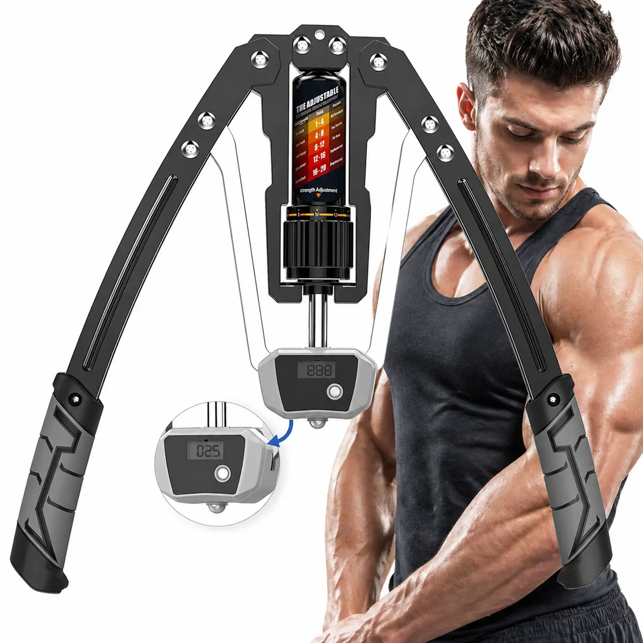 Hydraulic Power Twister IAdjustable Workout Equipment (22-440lb) forTricep, Chest, Arm & Full Upper Body Strength ISmart Rep Counter & LIFETIME SUPPORT