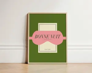[SALE UP TO 50% + FREE SHIP]  Bonne Nuit Print, Sleeping Mask Print, Bedroom Print, Bedroom Poster, Retro Poster, Bedroom Wall Art, Colourful Bedroom Art