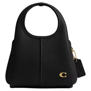 COACH Lana 19 Small Detachable Chain Strap Polished Pebbled Leather Handbag for Women in Black