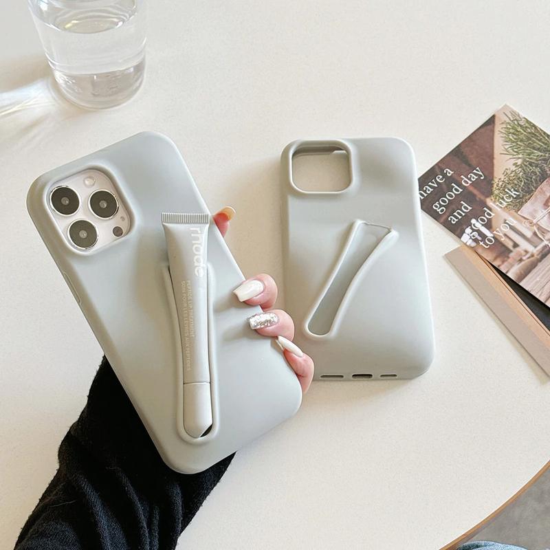 Rhode Fashion Silicone Phone Case with Lip Gloss Slot for iPhone 11-17 Pro Max - Soft Grip, Shock-Absorbing, Slim Design
