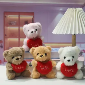 1PC Valentine's Day Special: Adorable Mini Teddy Bear Set Soft Adorable Stuffed with 'LOVE' Heart – Sweet Present for Your Loved One