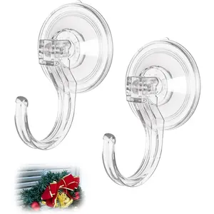 Wreath Hangers for Front Door, 2 Pack Large Suction Cup Wreath Hooks, Clear Wreath Hanger for Glass Window, Shower, Kitchen, Christmas Wreaths, Holds up to 18 lbs