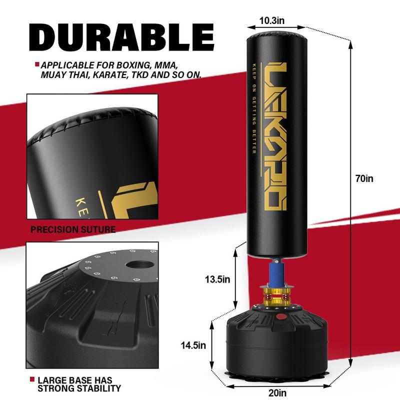 LEKÄRO Punching Bag with Boxing Gloves,Heavy Boxing Bag with Stand for Adult Teens, Kickboxing Bag for Thai Fitness Ultra Stable Base High Elasticity,Outdoorfun