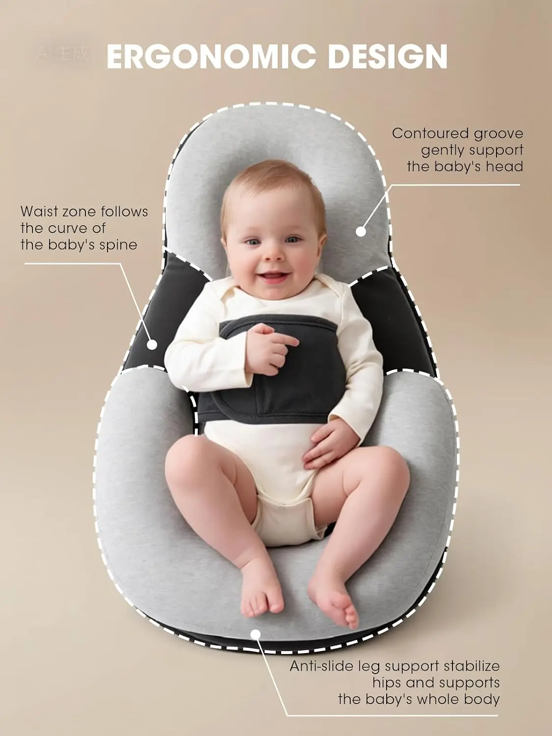Baby Feeding Pillow with Adjustable Support – For Feeding, Tummy Time & Reflux Relief (0-6 Months)