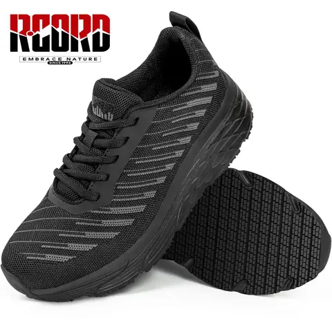 R CORD Women's Water-Resistant Kitchen Work Shoes with Slip-Resistant Outsole and Knit Upper for Chefs, Nurses & Food Service Workers
