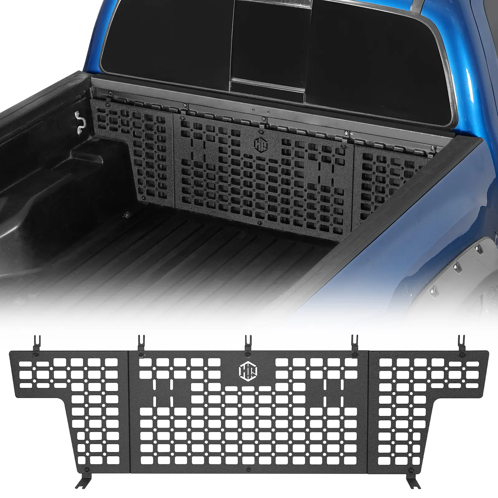 Hooke Road 14 Gauge Steel Front Bed MOLLE Panel, Bolt-On Cargo Organizer for 2005-2023 Toyota Tacoma (12 lbs), Boosts Handling, Includes 1×MOLLE Panel Assembly, 1×Install Guide, 1×Mounting Hardware Kit