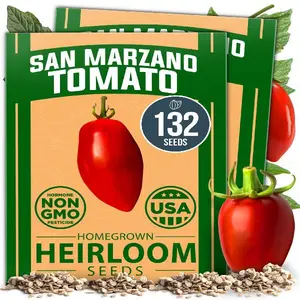 San Marzano Tomato Seeds - 132 Heirloom Tomato Seeds - Non-GMO, High Germination Tomatoes Vegetable Seeds for Planting Indoors or Outdoors (Solanum lycopersicum)
