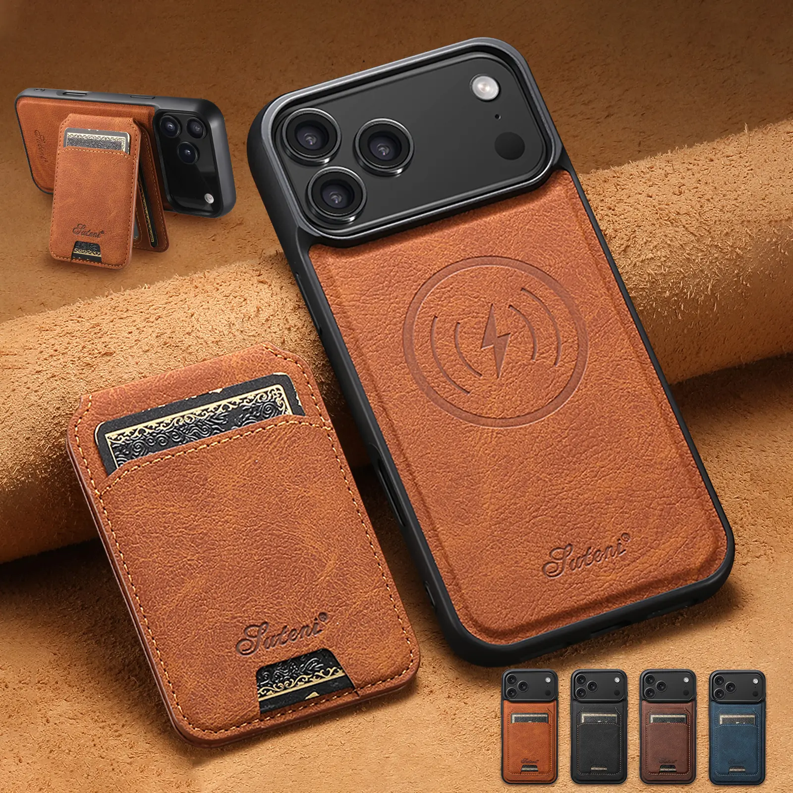 Magnetic Magsafe Phone Case for iPhone 17 Pro Max 17 Air 16/15/14/13/12 Pro Max 2in1 Detachable Leather Card Wallet & Phone Cover Waterproof Cow Hide Flip Stand with MagSafe Wireless Charging Compatible #SummerVibes