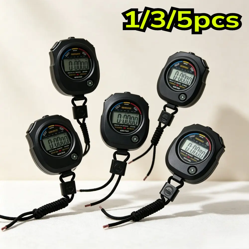 1/3/5pcs Digital Stopwatch Sports Timer -Stopwatch for Swimming, Running, Training, Gym, Kids & Coaches - 4 Modes, LCD Display, Neck Strap Included